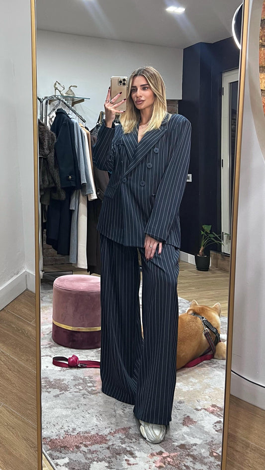 Tailleur Oversize a righe blu