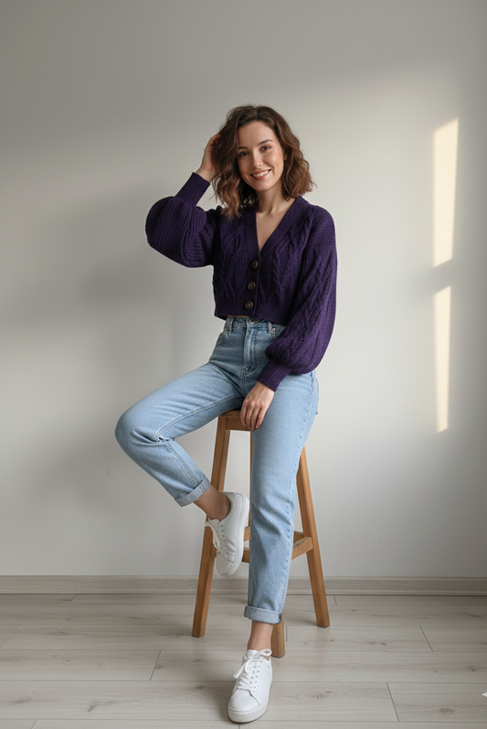 Cardigan Aurora Viola Melanzana