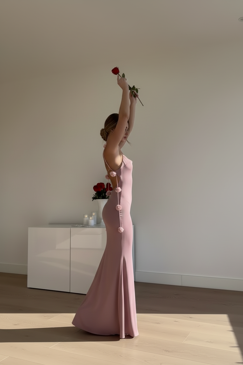 Abito Rose rosa cipria