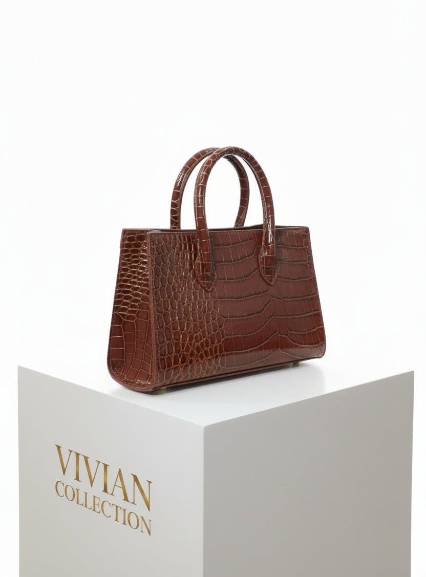 Mini Borsa Brea Marrone- Effetto Cocco Lucido