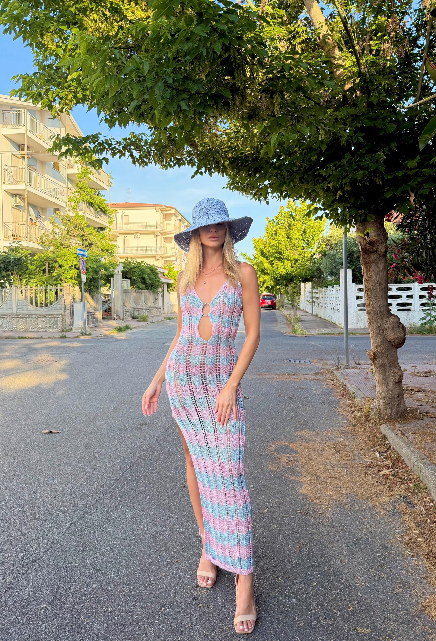 Abito in filo Bakless "Isabel" azzurro/rosa