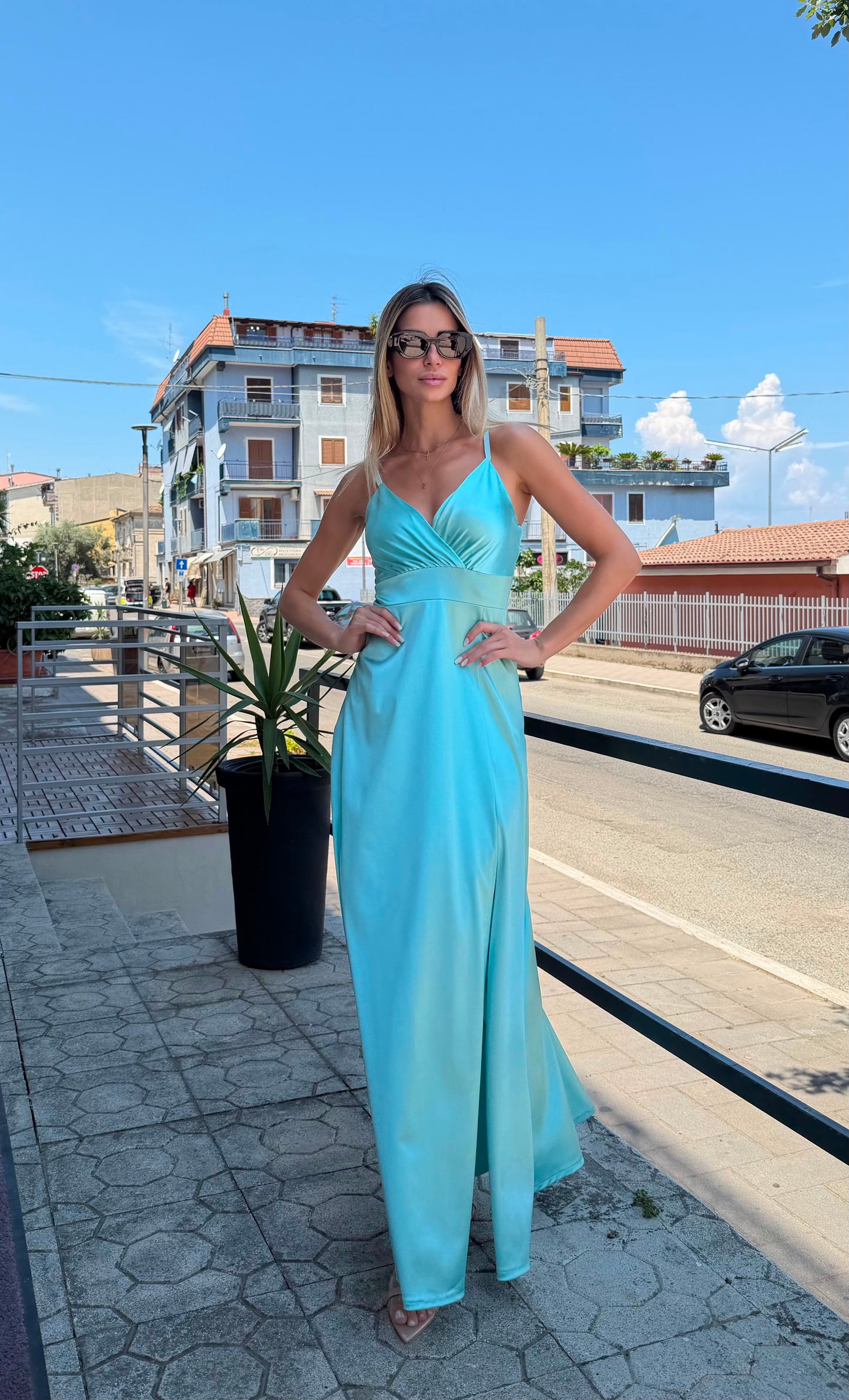 Abito Lungo Venere Color Tiffany
