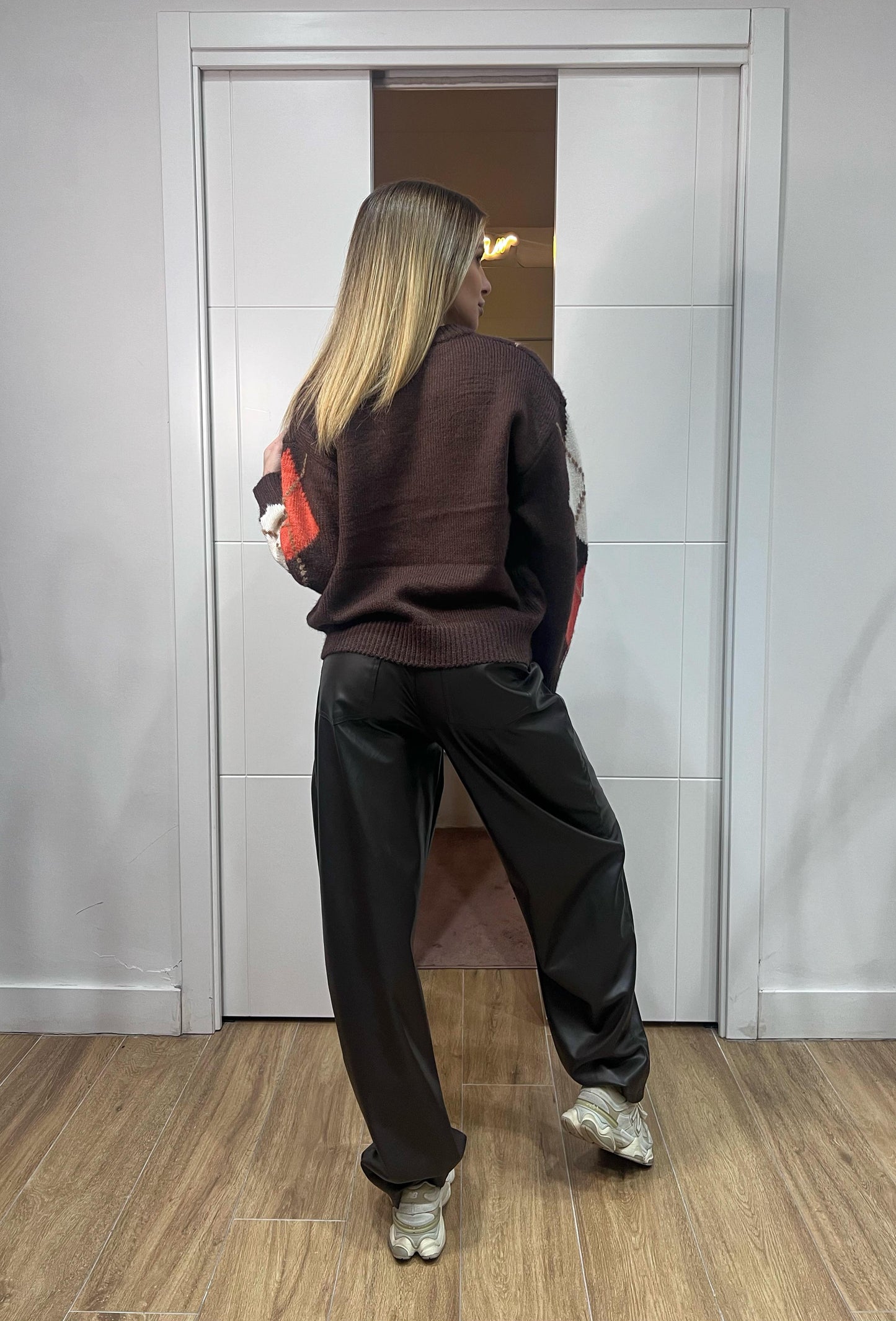 Maglione Argyle Oversize Cioccolato