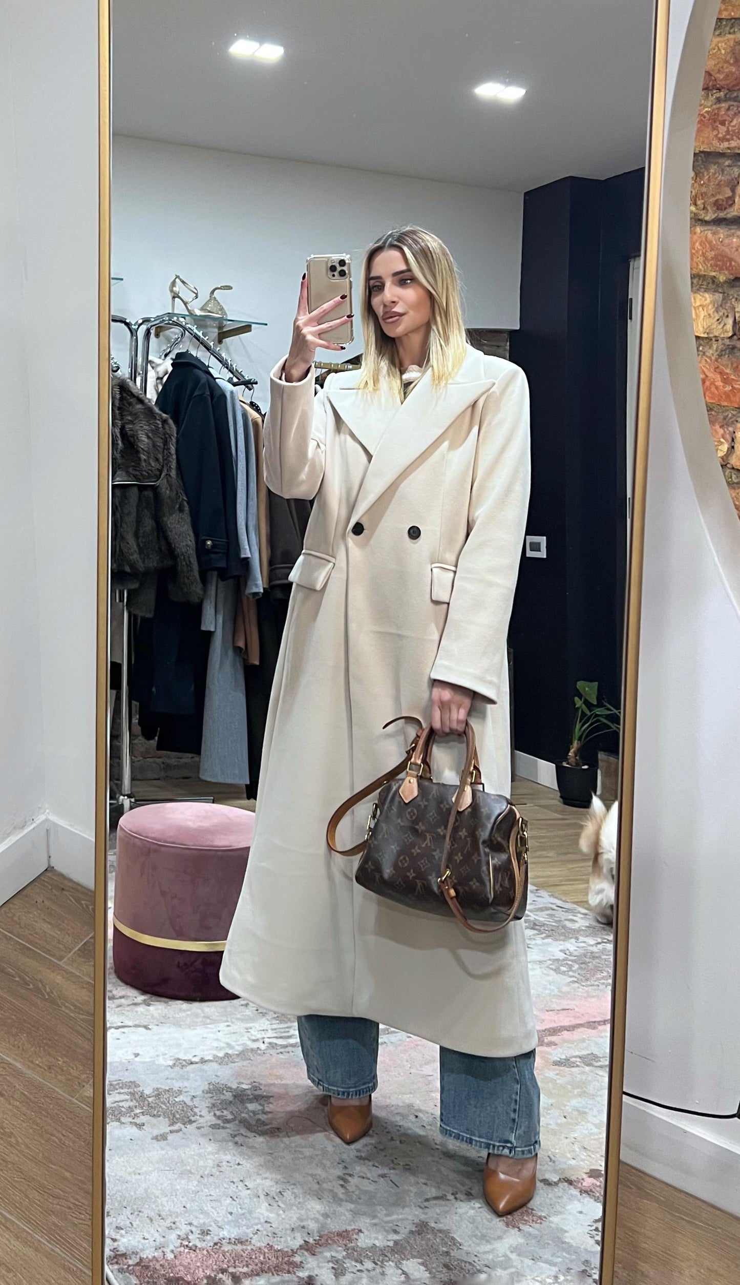 Cappotto Lungo Oversize Alba bianco/burro