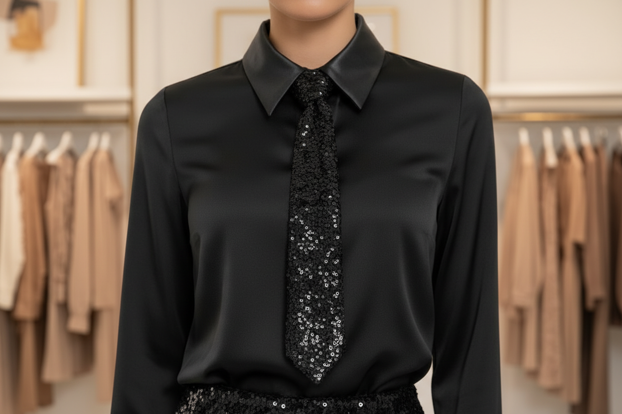 Look Scintillante: Coordinato Camicia & Minigonna Nero