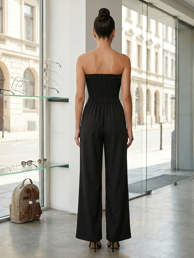 Jumpsuit Elegante a Fascia "Elena" - Nero Intenso