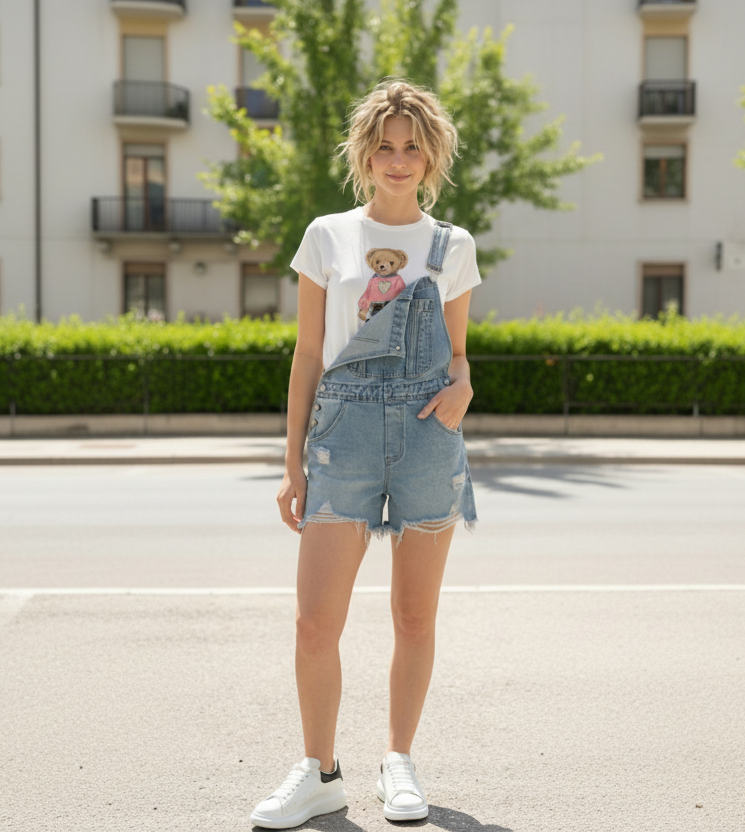 Salopette Corta in Denim
