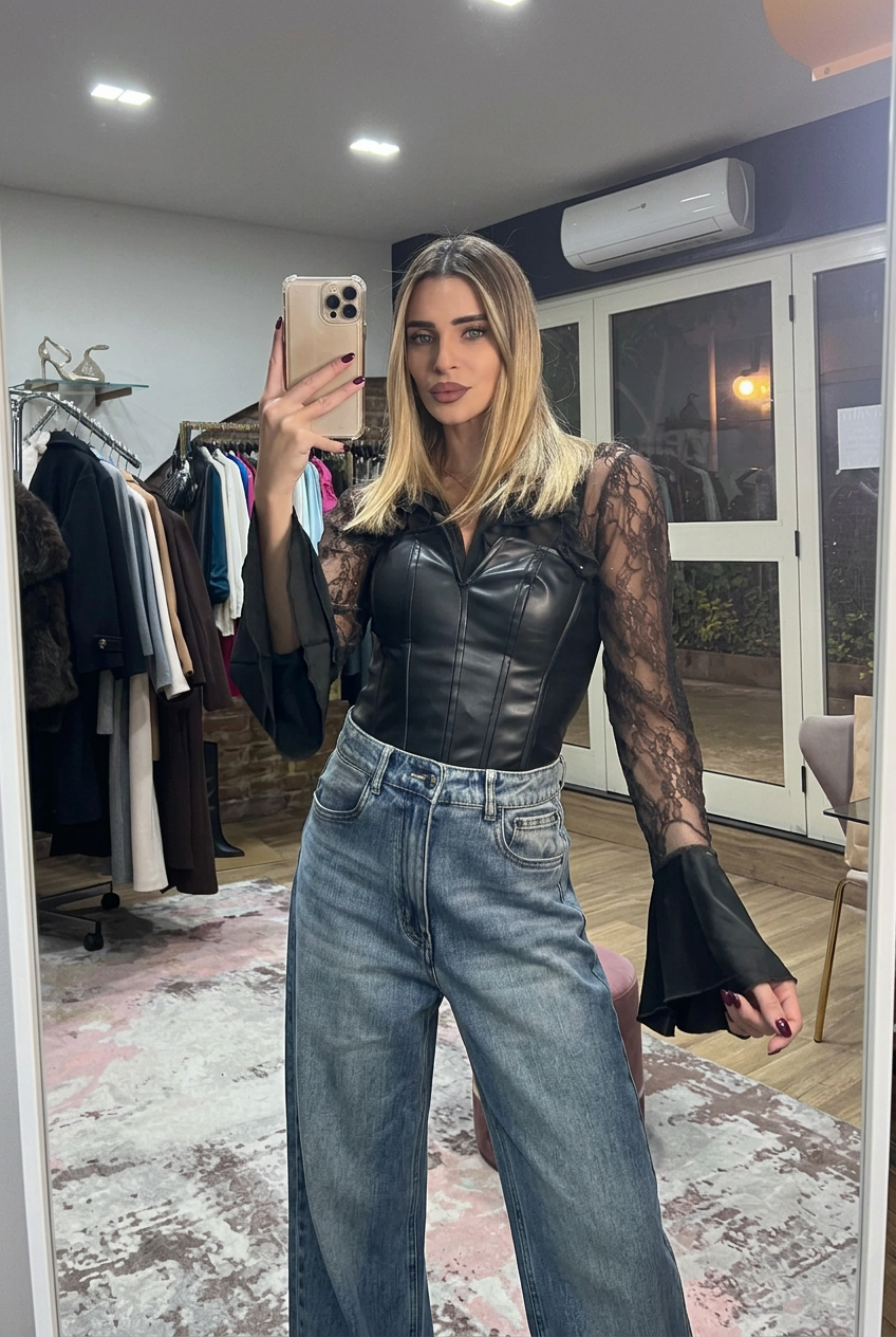 Corsetto in pelle vegana nero
