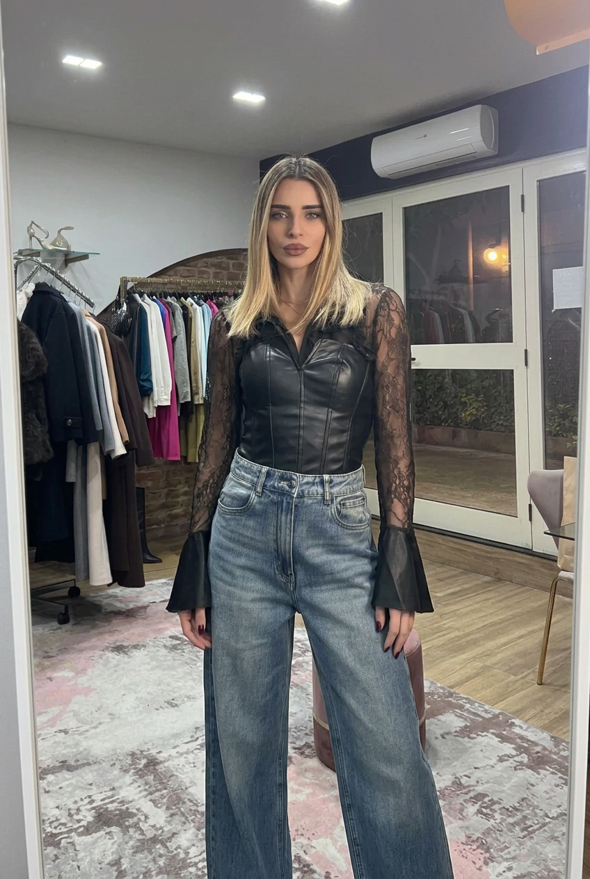 Corsetto in pelle vegana nero