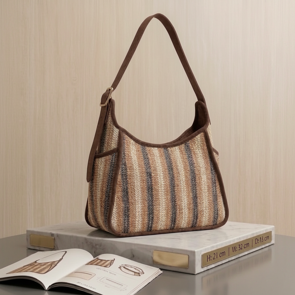 Borsa a Spalla Coconuda – Rafia & Eco Camoscio