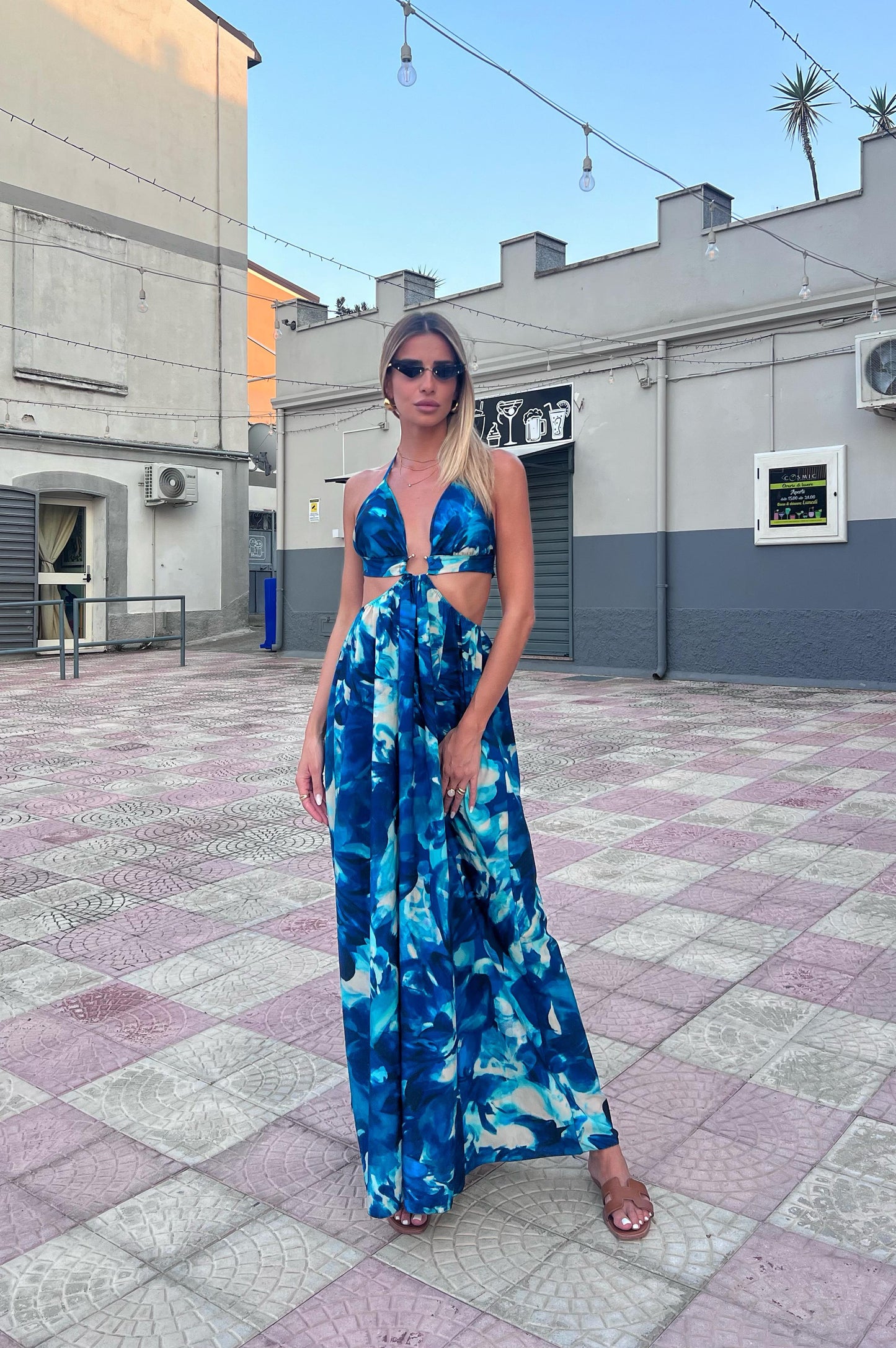 Abito Mahina floreale azzurro
