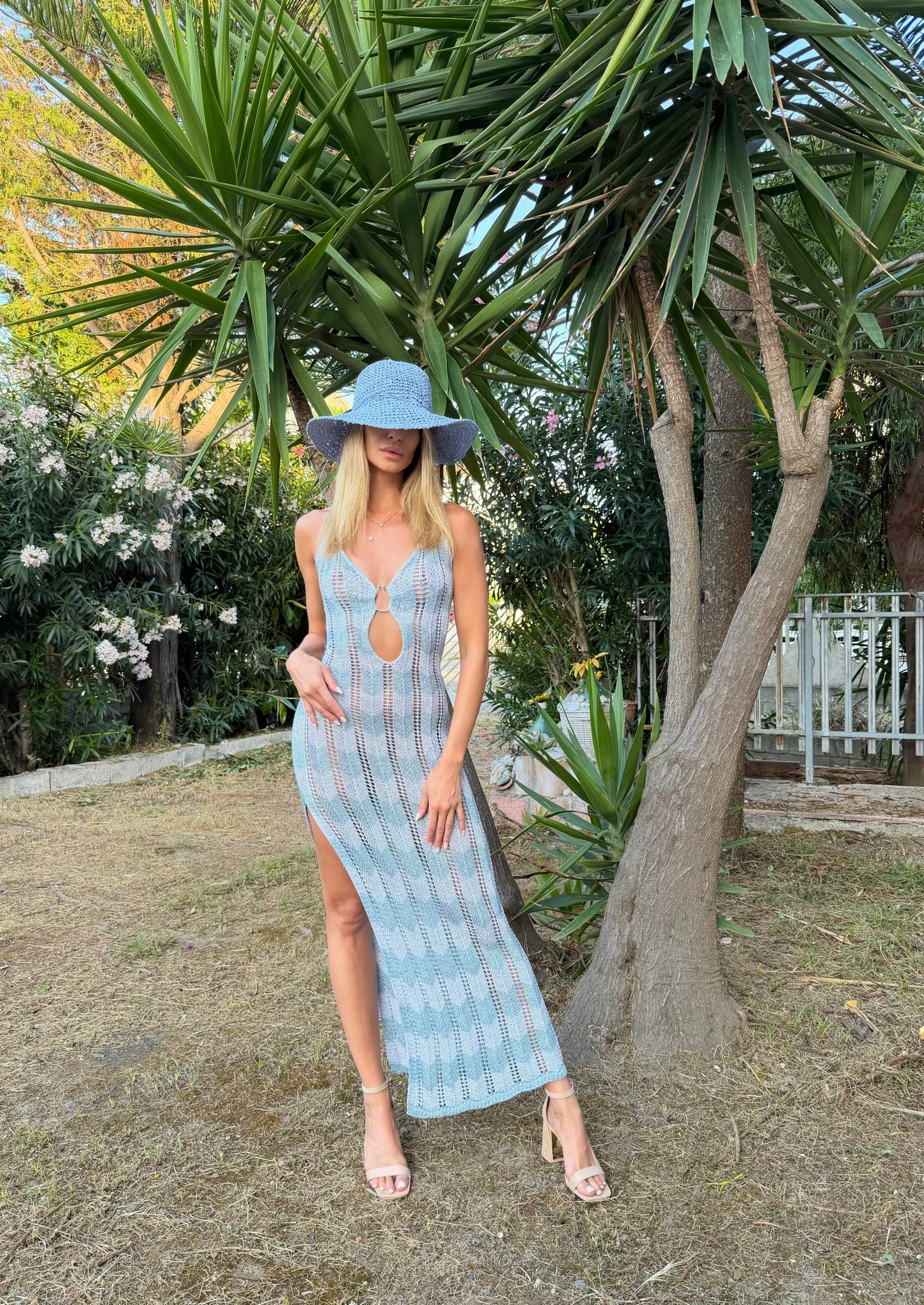 Abito Backless in Filo "Isabel" – Azzurro