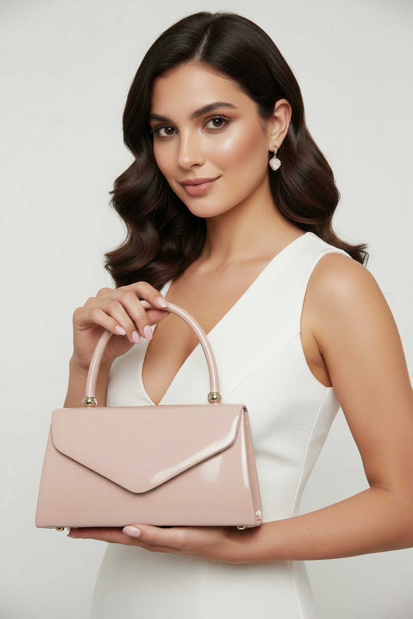 Pochette Larissa in vernice Beige medio