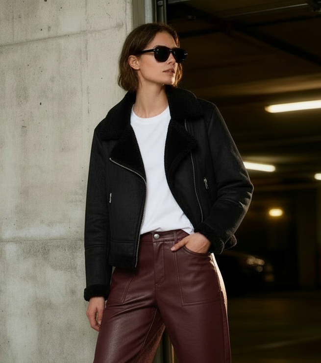 Giacchino Biker in ecocamoscio nero