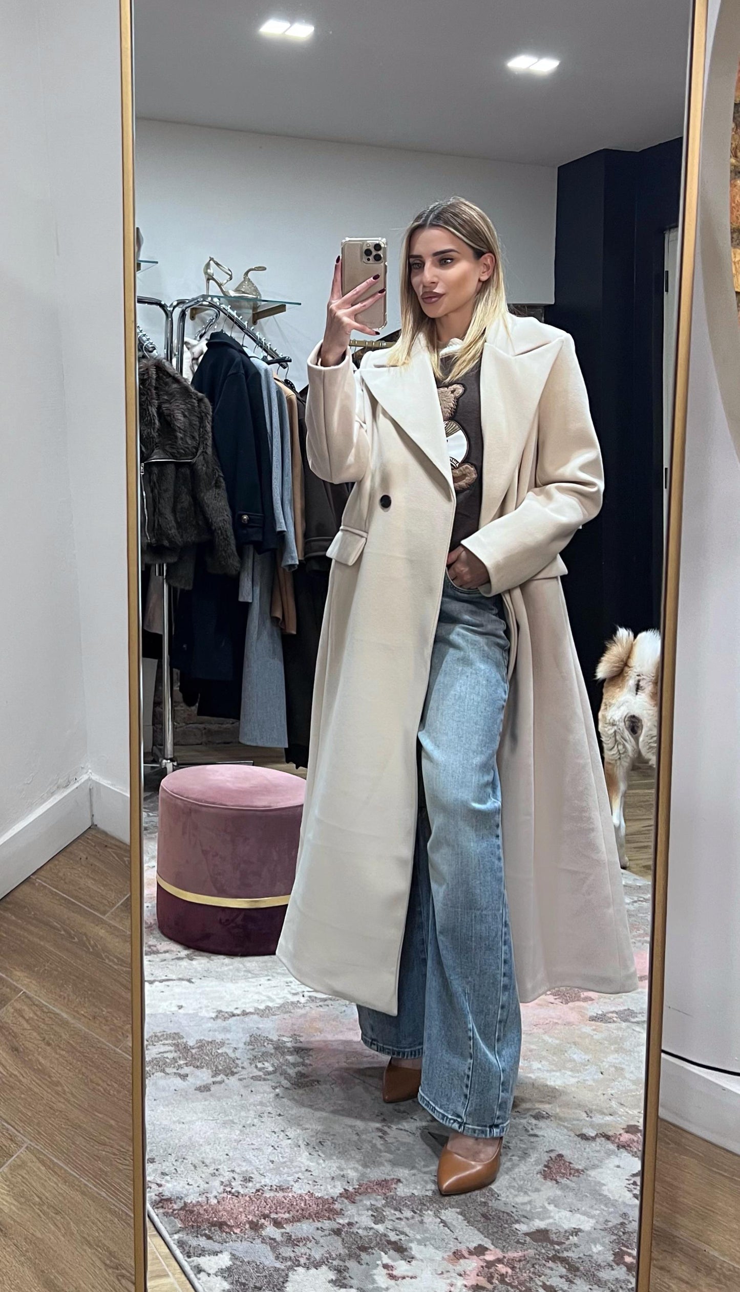 Cappotto Lungo Oversize Alba bianco/burro