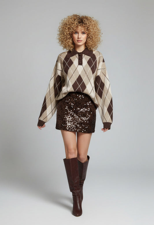 Pullover Rombi con collo a camicia