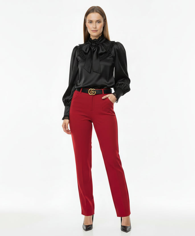 Pantalone City a gamba dritta - rosso sangria