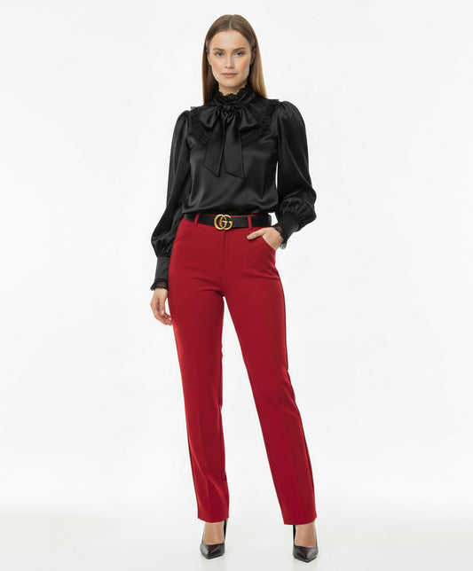 Pantalone City a gamba dritta - rosso sangria